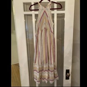 Striped tiered midi dress